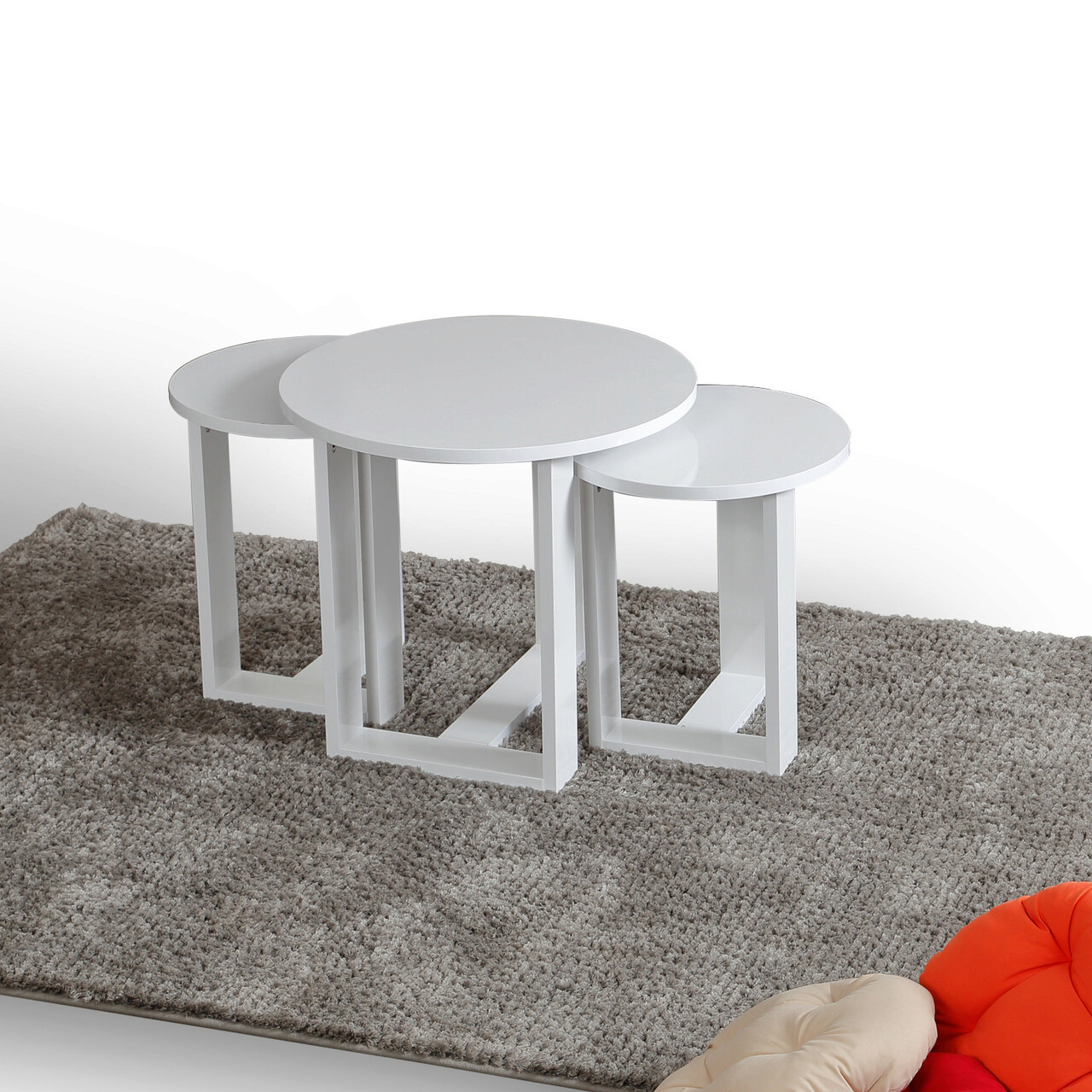 Set masute 3 piese, Hanah Home, Mira, Alb - imagine 6